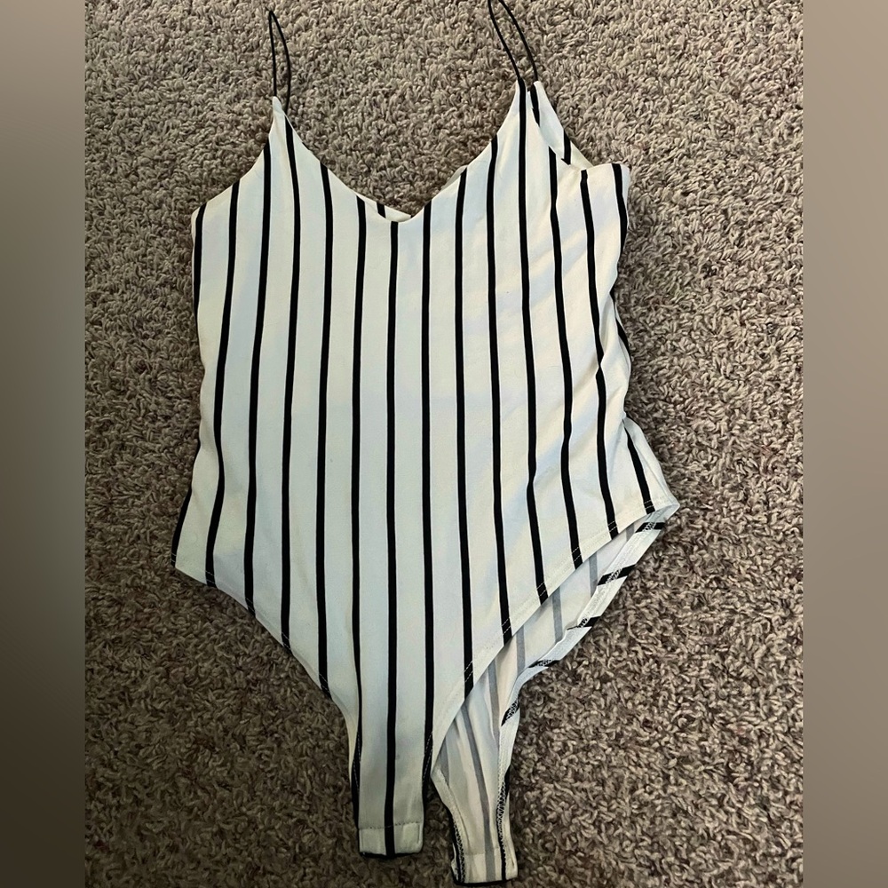 Striped tank top bodysuit